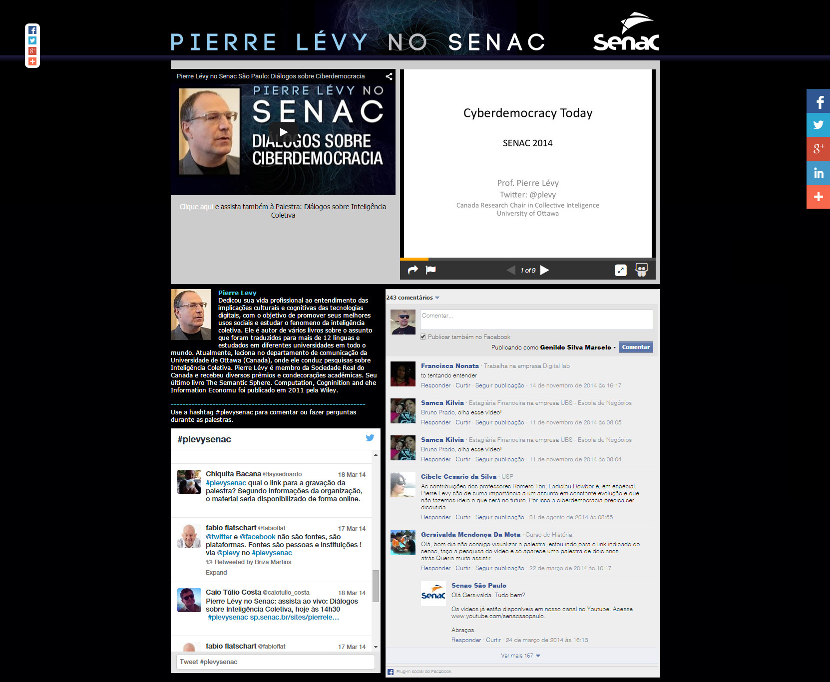 Site Pierre Levy no Senac
